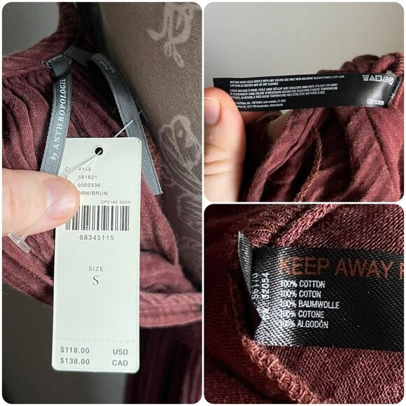 NWT Anthropologie Tie Front Cover Up Jumpsuit in Brown - Picture 7 of 8